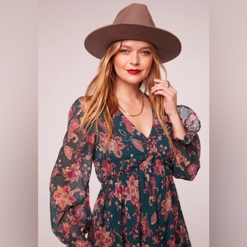 NWT Cowgirl Boho Cottagecore Prairie Pine Paisley Empire Waist MIDI Dress Size S - Picture 5 of 9